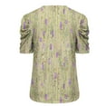 thumbnail image 4 of TUGOXIE Yellow Summer Shirts for Women Casual Short Sleeve Graphic V Neck Tunic Summer Blouse S, 4 of 5