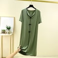 thumbnail image 2 of Taqqpue Women Cotton Nightgown Button Down V Neck Oversize Sleepwear Dress Loose Fit Plus Size Knee Length Home Dress for Women, 2 of 6