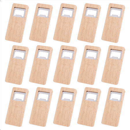 

75Pcs Wood Beer Bottle Opener Wooden Handle Corkscrew Stainless Steel Square Openers Bar Kitchen Accessories Party Gift