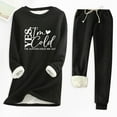 thumbnail image 2 of Oksale Yes I'm Cold Sweatsuits for Women 2 PC Fuzzy Fleece Sweatshirts Soft Cozy Drawstring Sweatpants Active Winter Outfit Sets Black S, 2 of 3