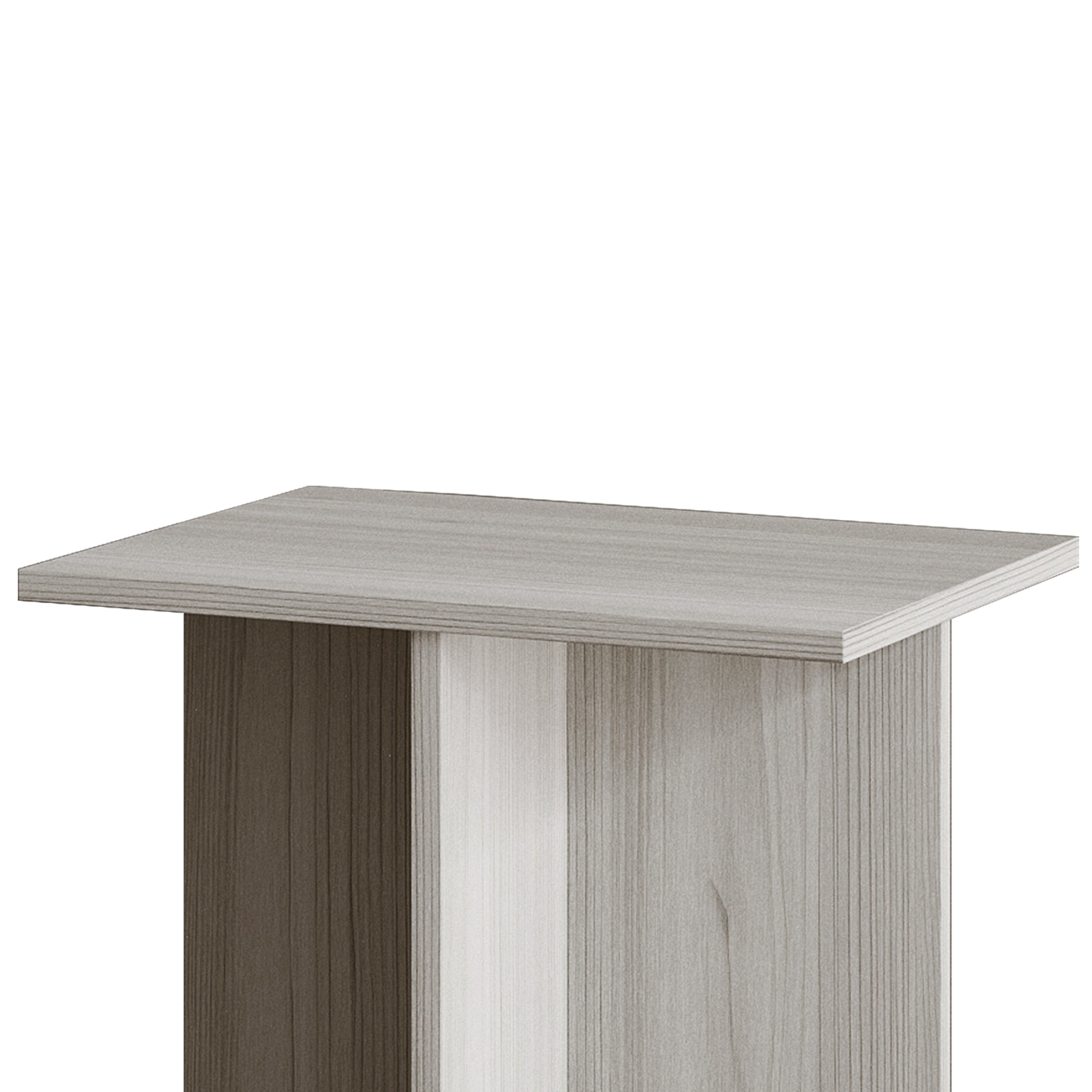 Home Design Joliet 3-Piece Coffee Set with Rectangular Tables, Natural Wood Finish and Modern Open Shelf, Light Gray