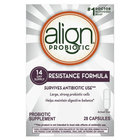 Align Resistance Formula Probiotic Supplement, Survives Antibiotic Use, 28 capsules, Saccharomyces boulardi CNCM1-1079, #1 Doctor Recommended