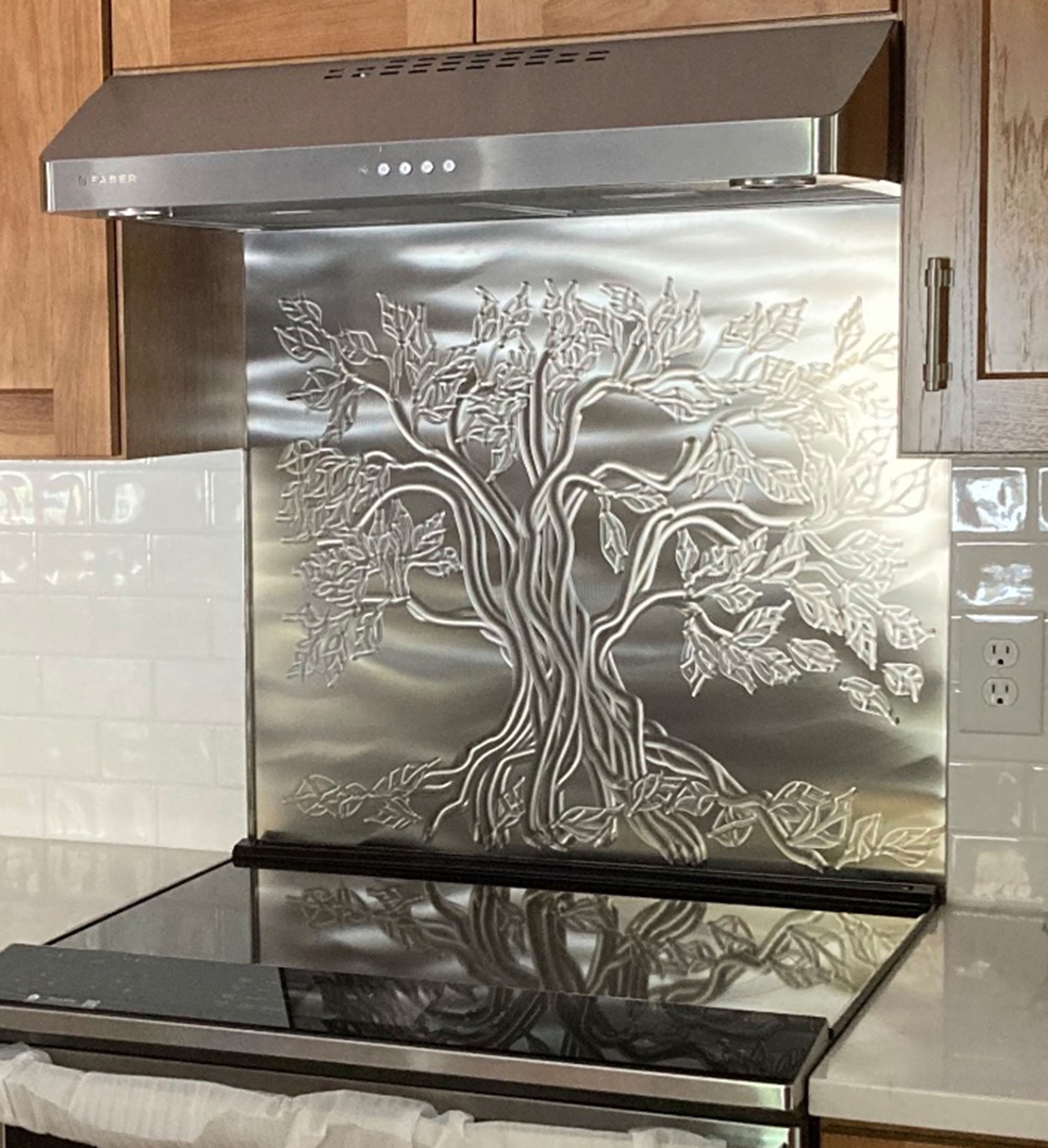 Tree of Life Decorative Stainless Steel Kitchen Backsplash 24" x 48"