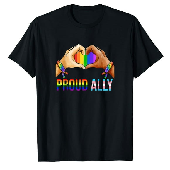 AALJY Proud Ally Pride LGBT Transgender Flag Heart Gay Lesbian T-Shirt