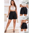 thumbnail image 4 of SLADYGLO Women Elastic Waist Buttons Decorative Pleated Front Pockets Plus Size Shorts, 4 of 7