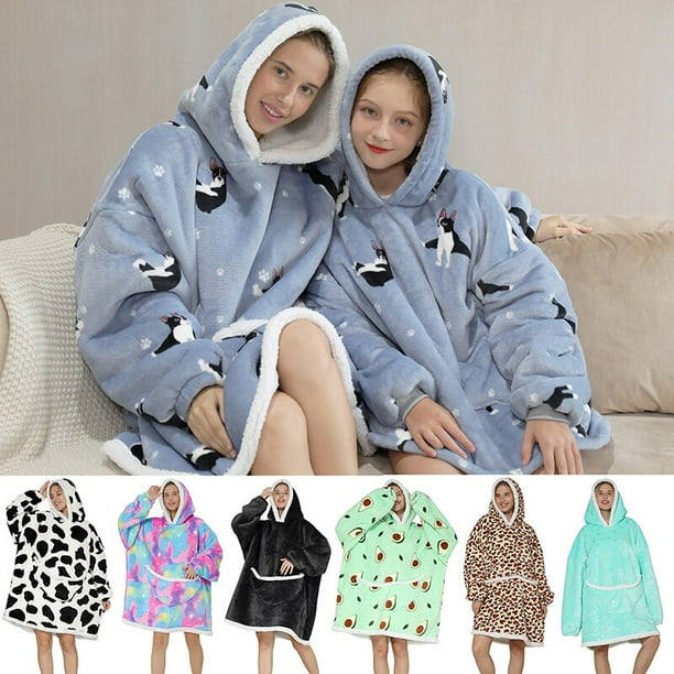 Winter Sherpa Blanket Plush Fleece Family Matching Hoodie Girl Sweatshirt Avocado Homewear Oversized Drop Walmart en linea