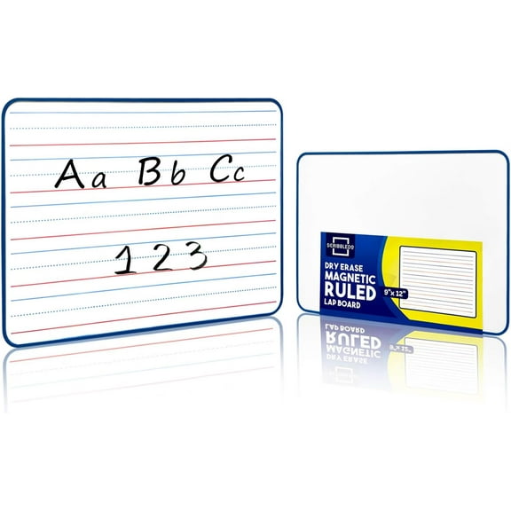 Scribbledo Ruled Mini White Board, Double-Sided Mini Dry Erase Magnetic Board for all ages, 9”x12”