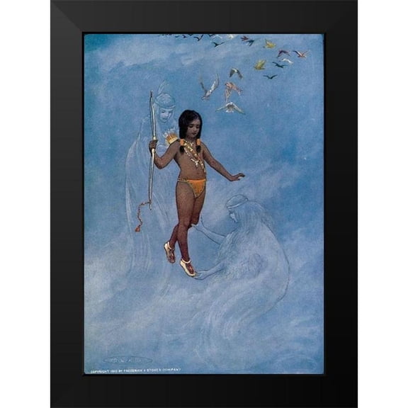 Kirk, Maria 11x14 Black Modern Framed Museum Art Print Titled - He was held by unseen hands from Story of Hiawatha 1910