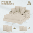 thumbnail image 4 of HOMREST 53 inch Oversized Chaise Lounge Chair Indoor,Boneless Couch Chair,Sleeper Sofa Bed,No Assembly Required Comfy Reading Chairs with 4 Pillows,Wide Armrest for Living room（Beige）, 4 of 9