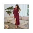 thumbnail image 4 of Ladies Solid Color Cotton Bathrobe Lace Sexy Pajamas Night Gown Casual Home Wear, 4 of 7