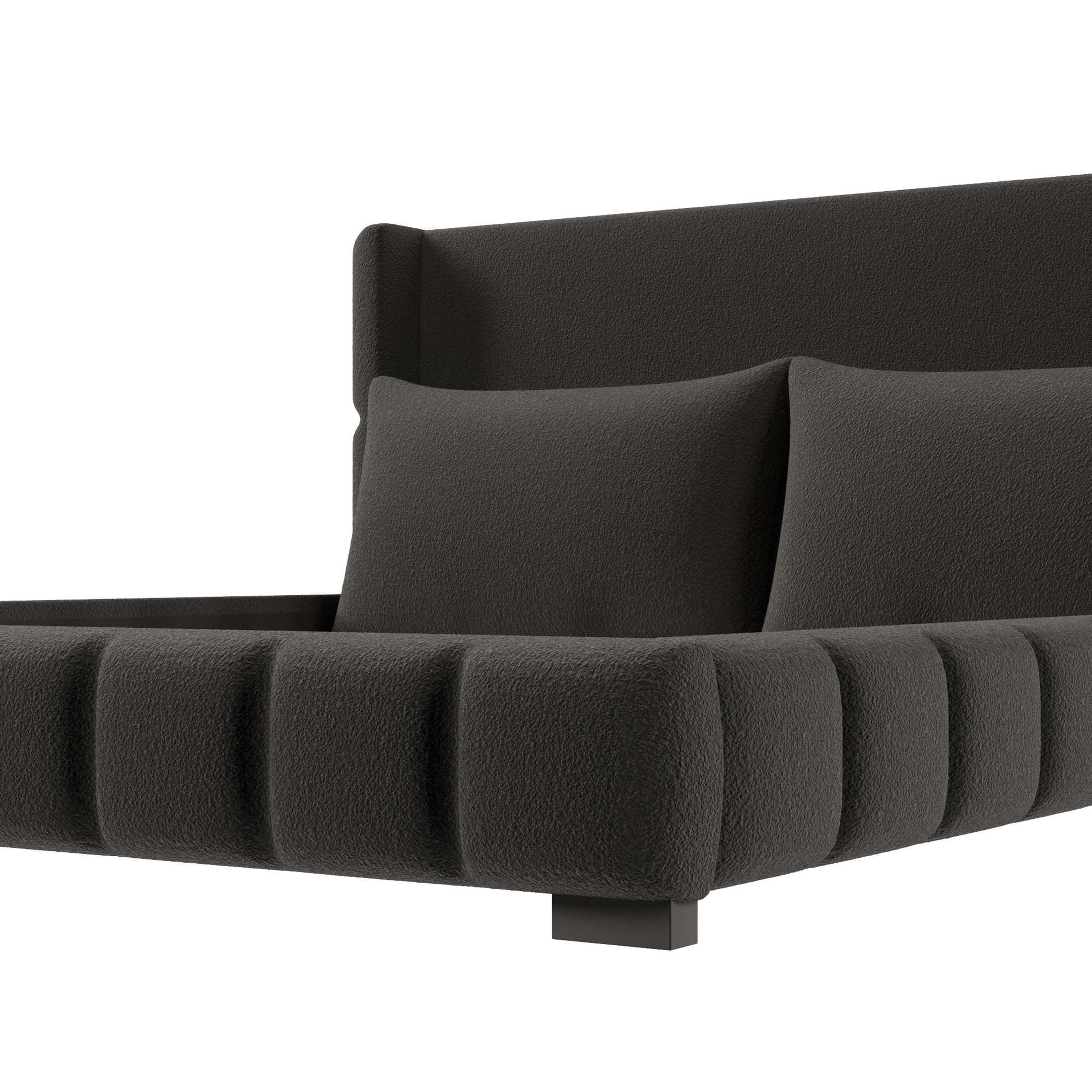 Noble House Rowena King Size Velvet Upholstered Platform Bed with Matching Pillows, Sturdy Wood Frame, Black