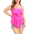 thumbnail image 2 of Women Plus Size Tankini Ruffle Swimsuit Two Piece Flowy Swimdress Tummy Control Bathing Suits with Boyshorts, 2 of 6