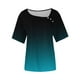 thumbnail image 5 of Tops de Verano para Mujeres Camisa de Manga Corta con Cuello en V y Botón Estampado Casual de Mujer Cómodas Blusas Túnicas Ligeras con Degradado, 5 of 5