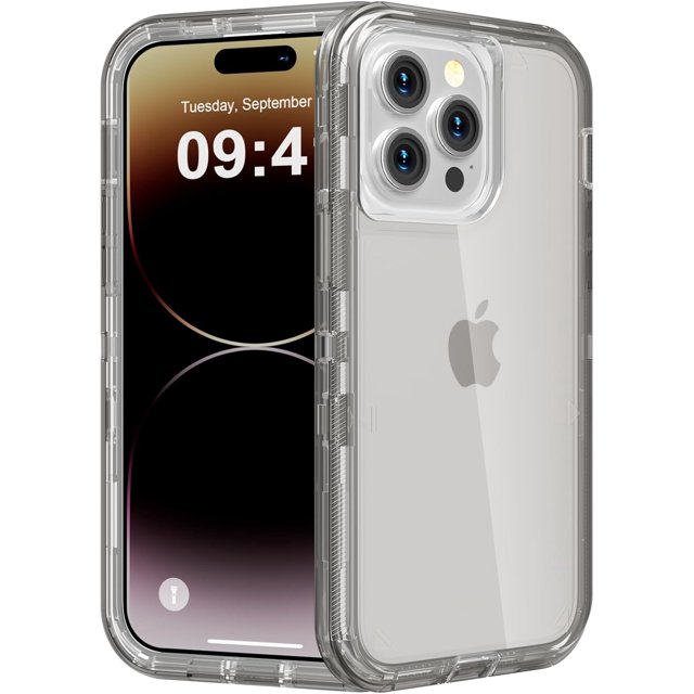 Heavy Duty Shockproof Protection Phone Cases, Anti-Drop, Triple Layer Transparent Protective Cover Compatible with iPhone 15 Pro