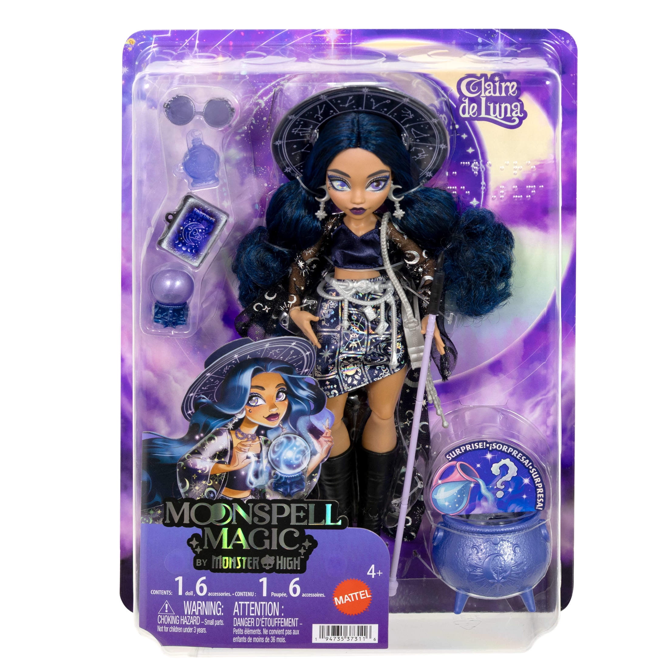Moonspell Magic by Monster High Claire de Luna Fashion Doll, Clairvoyant Witch with Accessories