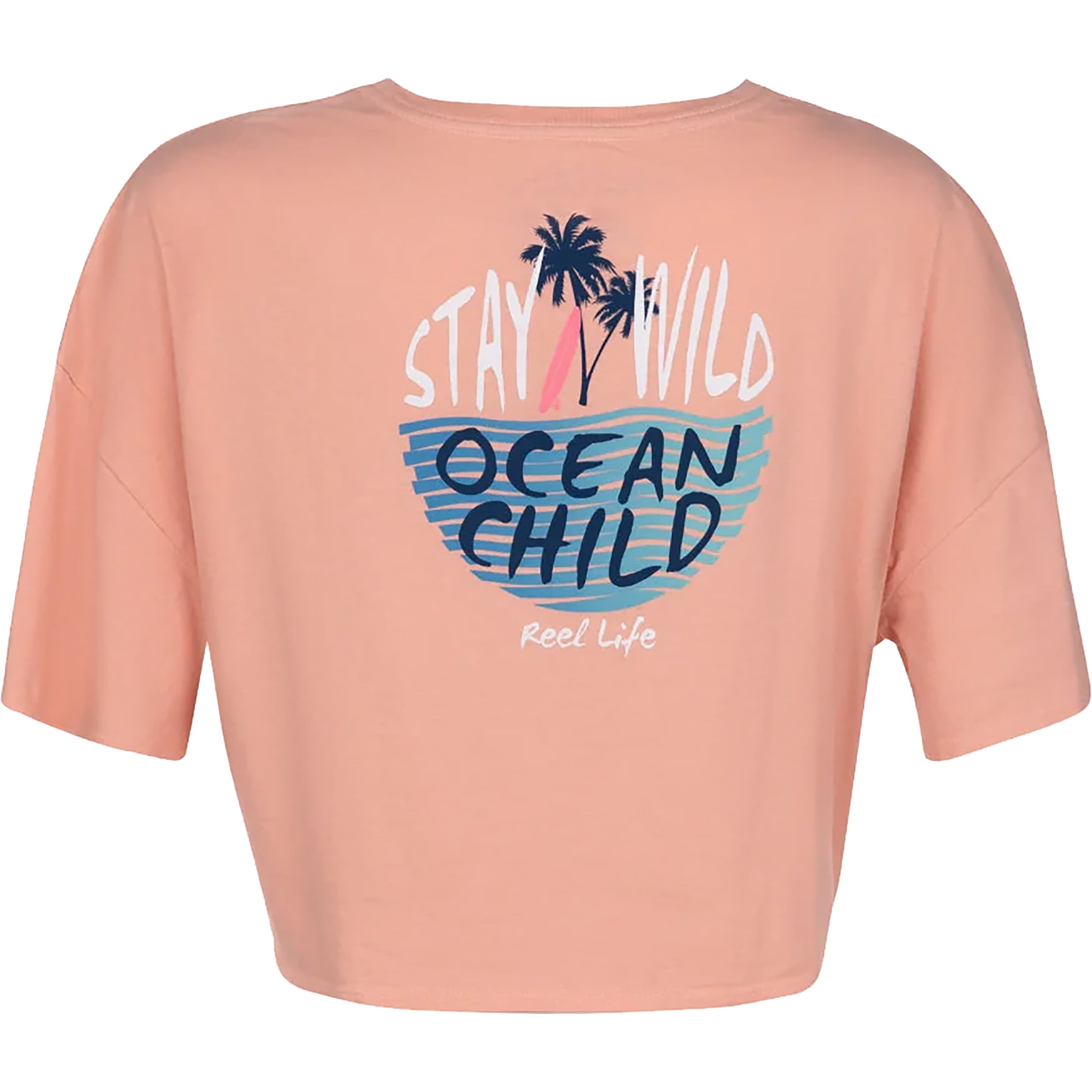 Reel Life Women's Ocean Washed Tie Front T-Shirt - 2XL - Peaches N
