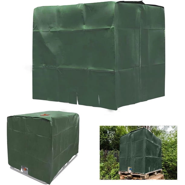 Funda para contenedor IBC de alta resistencia, ajuste universal para prevención de algas en tanques de agua al aire libre, material 420D impermeable y anti-UV para 1000 l 275 galones, protección para