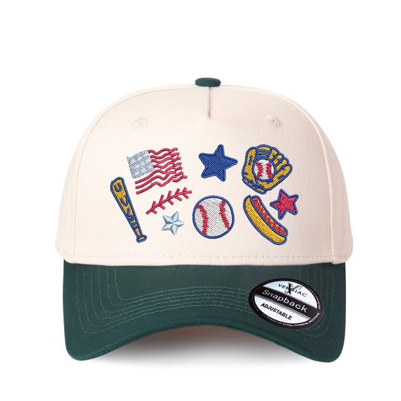 Vergiac Gameday Baseball Day Embroidered Color Block Trucker Hat, Unisex Adjustable Cotton Breathable Fashion Cap for Travel Daily Outdoor Wear