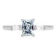 thumbnail image 2 of 0.8 ct Emerald Cut Natural Sky Blue Topaz Three-Stone Engagement Ring for Women in 18K White Gold, 2 of 2