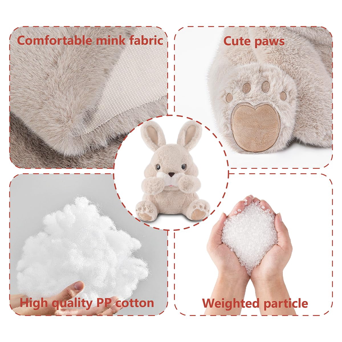 Niuniu Daddy 14"Bunny Weighted Stuffed Animals Sitting Plush Toy Anxiety Relief Sensory Toy for Kids Adults Birthday Easter Christmas Gift
