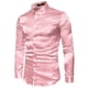 thumbnail image 5 of CAMISAS DE VESTIR DE MANGA LARGA DE SATÉN PARA HOMBRE CON CUELLO EN V EN TALLA SLIM L ROSA, 5 of 6