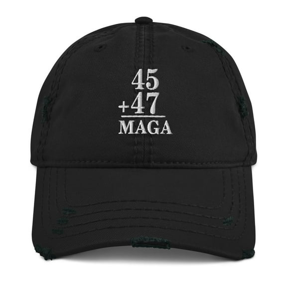 Trump 45 47 hat MAGA hat Distressed Embroidered Dad hat Trump 2024 president hat Trump cap men women hat (Black)