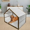 thumbnail image 2 of Polar Bear Pet House, Crowd of Arctic Animals with Funny Bored Surprised Smiling Face Expressions, Outdoor & Indoor Portable Dog Kennel with Pillow and Cover, 5 Sizes, Black and White, by Ambesonne, 2 of 4