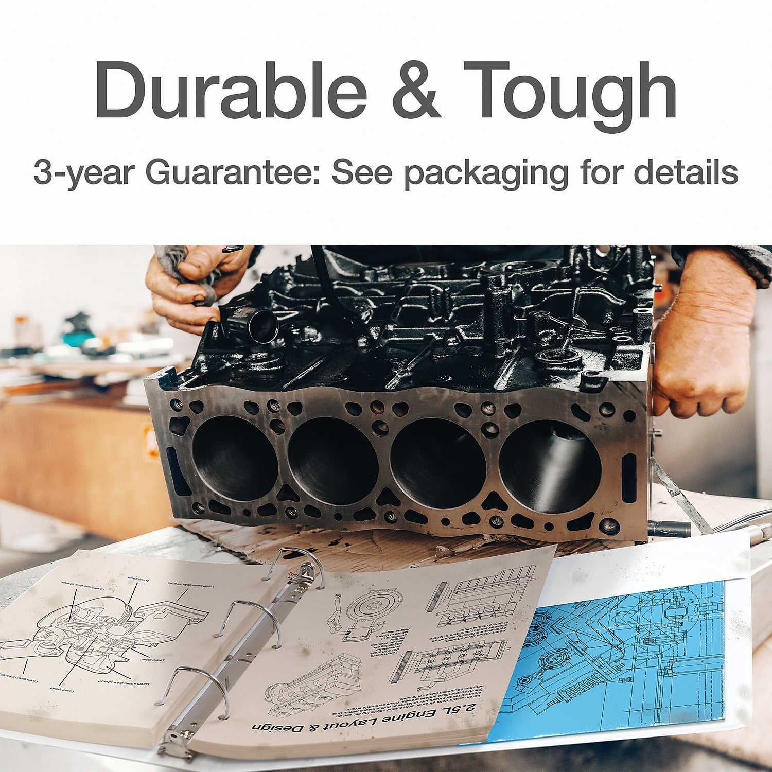 Cardinal® XtraLife ClearVue Nonstick Locking Slant D-Ring Binder, 6" Rings, 55% Recycled, White