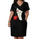 thumbnail image 3 of Cara de moda mujer con labios rojos sombrero elegante y café vestido suelto con bolsillo vestido de mujer vestido de hadas de verano, 3 of 7