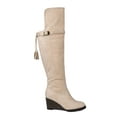 thumbnail image 2 of JOURNEE COLLECTION Womens Beige Tassel Cushioned Buckle Accent Braided Jezebel Round Toe Wedge Zip-Up Boots Shoes 7 M WC, 2 of 4