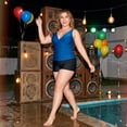 thumbnail image 3 of Agnes Orinda Women's Plus Size 2 Piece Bathing Suit Ruched Tankini Top Tummy Control Push Up Beach Pool Swimwear Set with Board Shorts 1X Dark Blue, 3 of 8