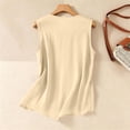 thumbnail image 6 of Lumtrix Womens Tank Tops Loose Fit Cotton Linen V Neck Henley Sleeveless Shirt Casual 2026 Summer Beach Top Beige L, 6 of 6