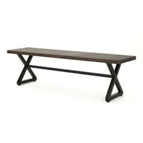 GDF Studio Rosarito Outdoor Aluminum Dining Bench, Brown