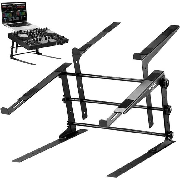 Portable Dual Laptop Stand - Standing Table with Adjustable Height, Black