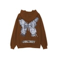 thumbnail image 4 of Franhais Women's Gothic Butterfly Graphic Hoodies, Long Sleeve Zip Up Loose Pocket Sweatshirts, 4 of 5