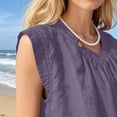 thumbnail image 7 of CQONEPT Womens Sunmmer Tops Cotton Linen Tank Tops Crewneck Loose Casual Sleeveless Summer Vacation Shirts Purple 2XL, 7 of 7