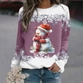 thumbnail image 2 of Rbaofujie Chandails Surdimensionnés pour Femmes Noël Mode Décontractée Imprimé Col Rond Ample Manches Longues Hauts Blouse Chandails en Molleton Roses Chandails à Capuchon pour Adolescentes, 2 of 3