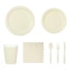 thumbnail image 2 of Juego de vajilla beige para 25 invitados | Platos, vasos, servilletas, cubiertos desechables | Materiales elegantes de papel ondulado para bodas, cumpleaños, despedida de soltera, decoración de, 2 of 6