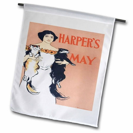 3dRose Vintage Harpers Magazine Ad With Cats - Garden Flag  12 by 18-inch
