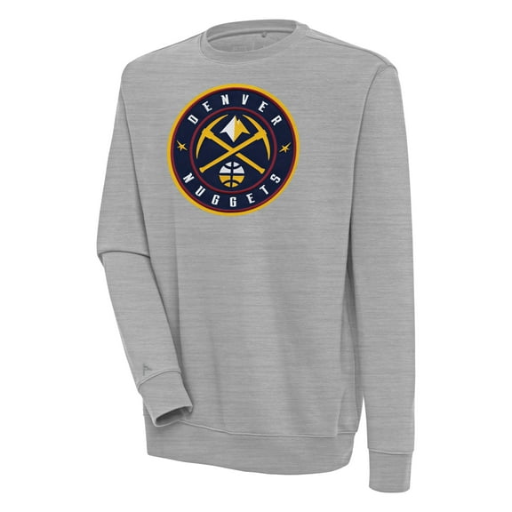 Men's Antigua  Heather Gray Denver Nuggets Victory Pullover Sweatshirt