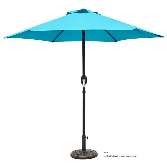 Kool 7.5 ft Outdoor Market Patio Umbrella with Crank, 6 Ribs, Cyan