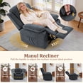 thumbnail image 3 of GEEYOO Swivel Rocker Recliner Chair with Massage and Heat Glider Recliner for Adults with Side Pockets Chenille for Living Room,Dark Grey, 3 of 6