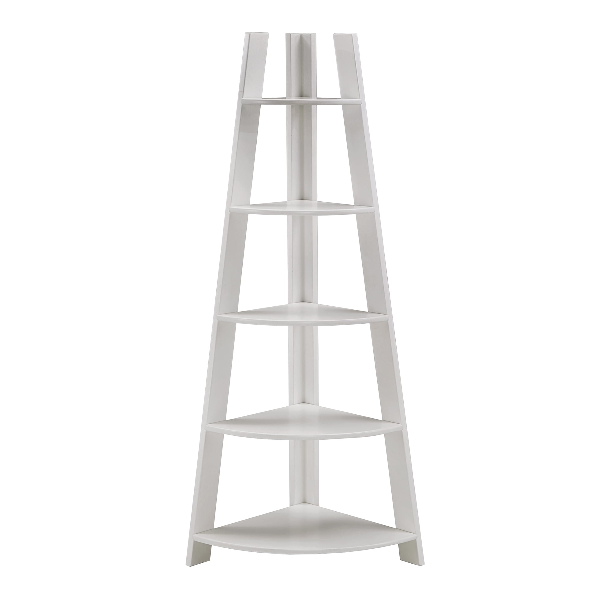 Weston Home Solvig Corner Ladder 5 Shelf Bookcase, White