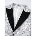 thumbnail image 6 of iiniim Kids Boys Shiny Sequins Tuxedo Suit Jacket Coat for Halloween Party Festival Dance 6-16 A Silver 12, 6 of 7
