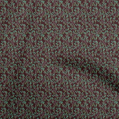 oneOone Georgette Viscose Dark Brown Fabric Leaves Fabric For Sewing Printed Craft Fabric By The Yard 42 Inch Wide