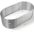 thumbnail image 5 of Land Guard 2 packs 8×4×2ft Raised Garden Bed Outdoor Galvanized Planter Boxes Oval Large Metal Raised Garden Beds for Vegetables (Sliver), 5 of 7