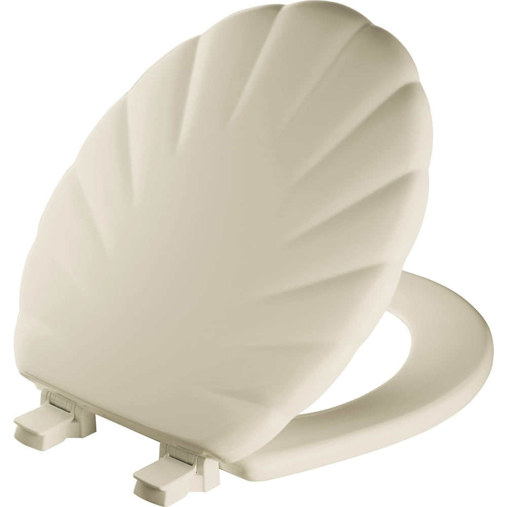 Mayfair Shell Round Enameled Wood Toilet Seat in Bone STATITE