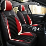 Maidao Car Seat Covers Full Set for Mercedes-Benz for S55AMG 1983-Present 5 Seats Waterproof Premium Leather Front and Back Seat Protectors Red