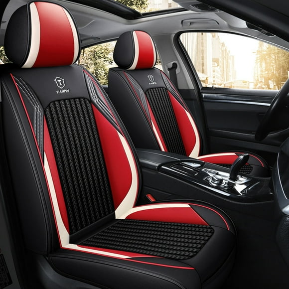 Leadwolf Car Seat Covers Full Set for Jeep for Compass 2006-Present 5 Seats Waterproof Premium Leather Front and Back Seat Protectors Red