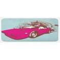 thumbnail image 1 of Vintage Kitchen Mat, Custom Collector's Old Car Grunge Background Cartoon Like Funky Art, Plush Decorative Kitchen Mat with Non Slip Backing, 47" X 19", Pale Blue Hot Pink, by Ambesonne, 1 of 1